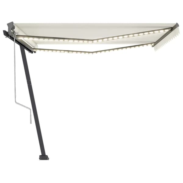 Automatisk markis med vindsensor & LED 450x300 cm gräddvit