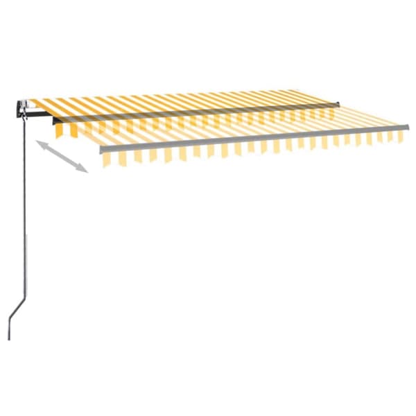 Automatisk markis med vindsensor & LED 450x300 cm gul/vit