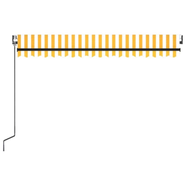 Automatisk markis med vindsensor & LED 450x300 cm gul/vit