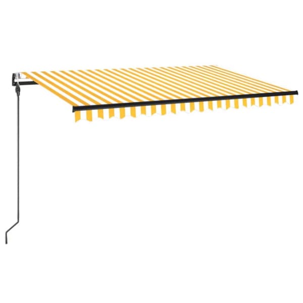 Automatisk markis med vindsensor & LED 450x300 cm gul/vit