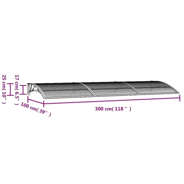 Ovikatos musta 300x100 cm polykarbonaatti