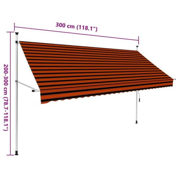 Markis manuellt infällbar 300 cm orange och brun