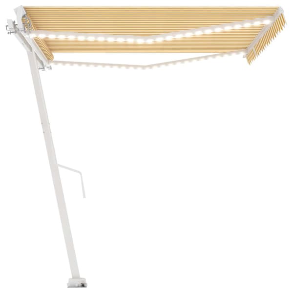 Markis manuellt infällbar med LED 400x350 cm gul och vit