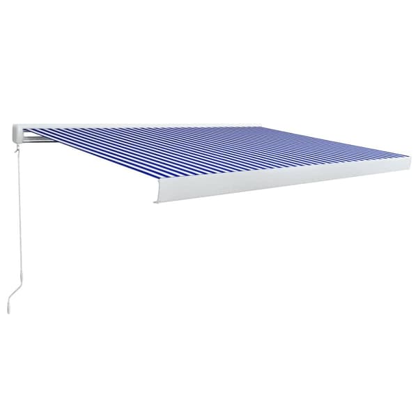 Manuaalinen kasettimarkiisi 450x300 cm sininen ja valkoinen