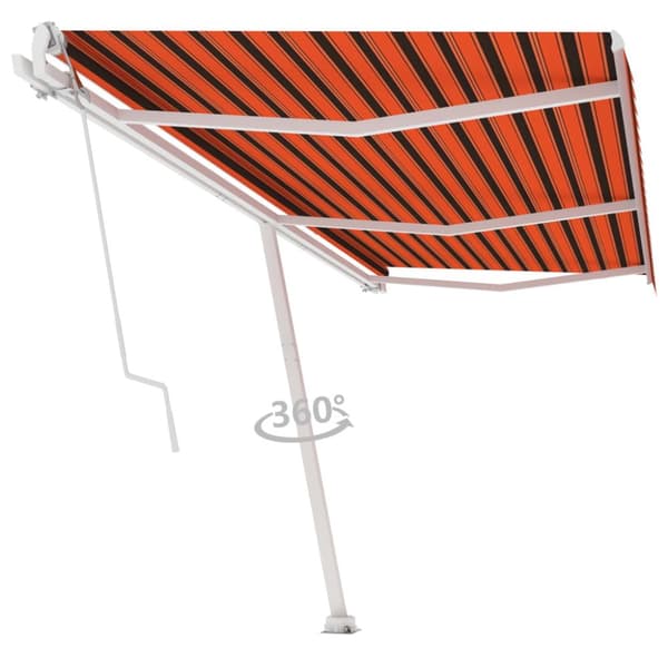 Fristående automatisk markis 600x300 cm orange/brun
