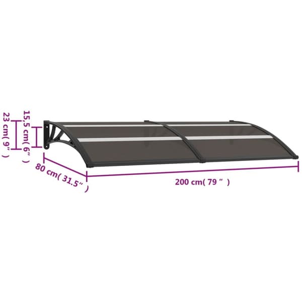 dørbaldakin 200x75 cm polycarbonat sort
