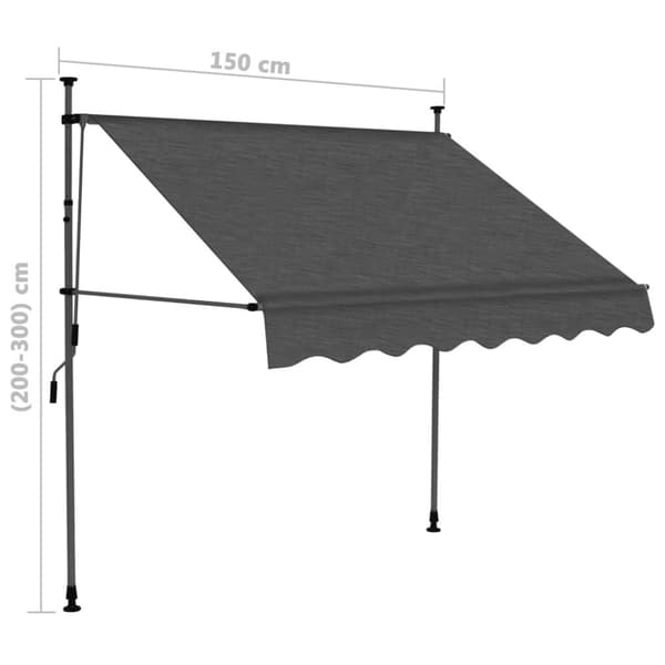 Markis manuellt infällbar med LED 150 cm antracit