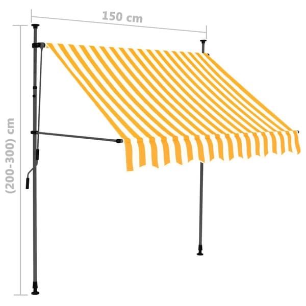 Markis manuellt infällbar med LED 150 cm vit och orange
