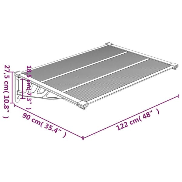 dørbaldakin 122x90 cm polycarbonat sort
