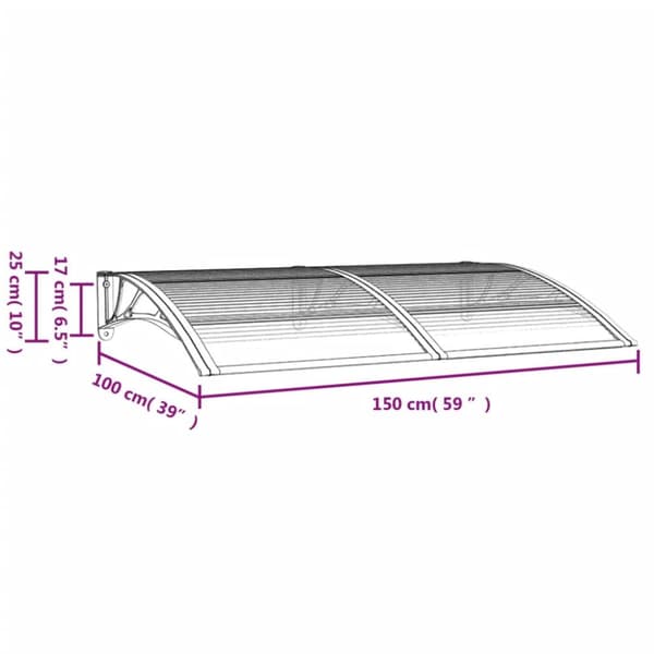 dørbaldakin 150x100 cm polycarbonat grå