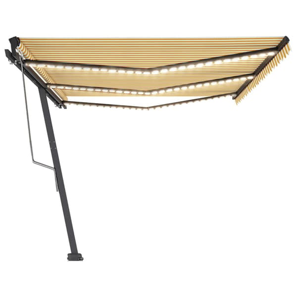 Sisäänkelattava markiisi LED/tuulisensori 600x350 cm keltavalk.