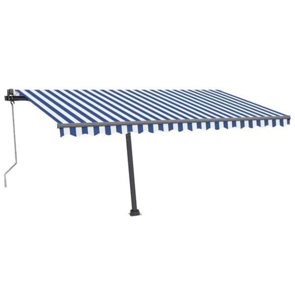 fritstående markise 400x350 cm automatisk betjening blå/hvid