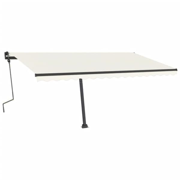 markise m. LED-lys 450x300 cm manuel betjening cremefarvet