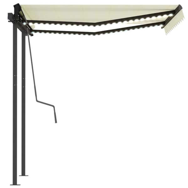 markise m. LED-lys 3x2,5 m manuel betjening cremefarvet