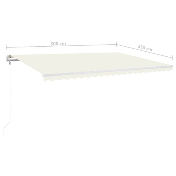 Sisäänkelattava markiisi LED/tuulisensori 500x350cm kerma