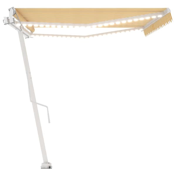 markise m. LED + vindsensor 500x350 cm automatisk gul og hvid