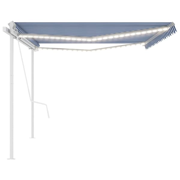 Sisäänkelattava markiisi LED/tuulisensori 5x3,5 m sinivalkoinen