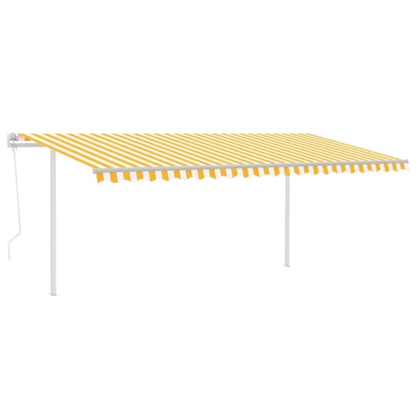 markise m. LED + vindsensor 5x3,5 m automatisk gul og hvid