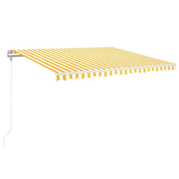 Automatisk markis med vindsensor & LED 450x350 cm gul/vit