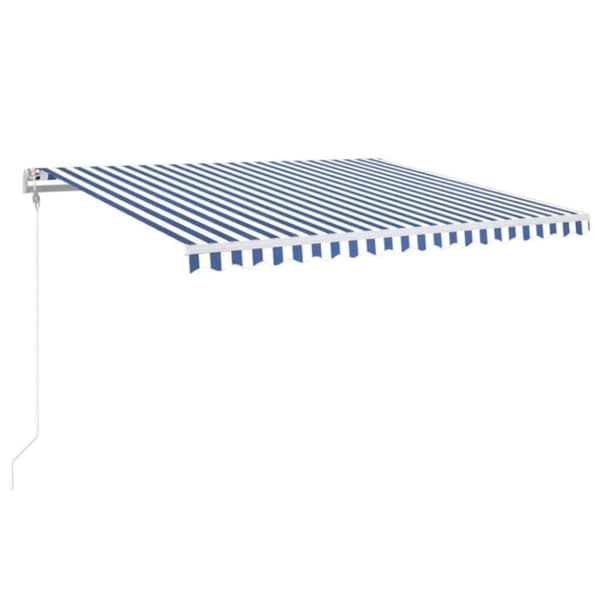 Automatisk markis med vindsensor & LED 450x350 cm blå och vit
