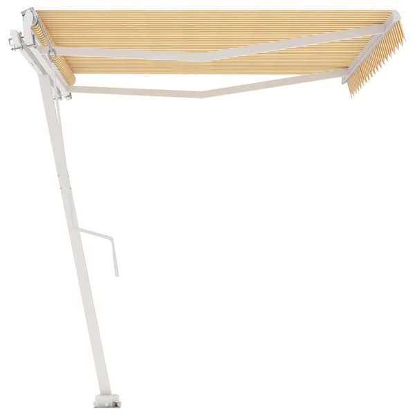 Fristående markis automatisk 450x300 cm gul/vit