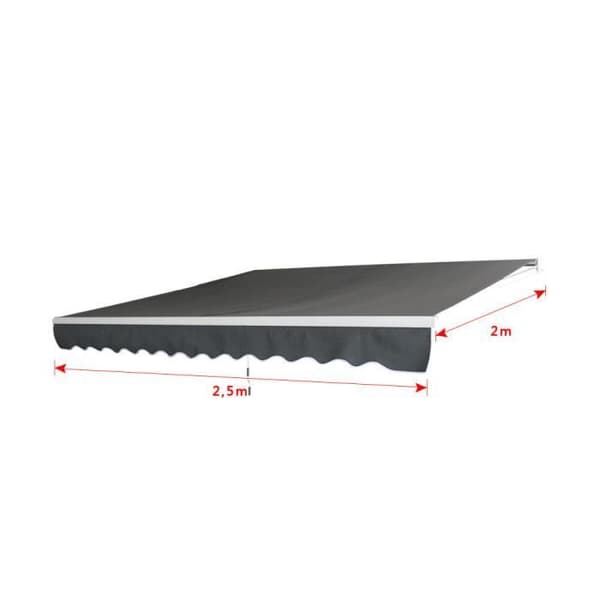 XMTECH 250x200cm manuell infällbar markis, anti-UV ledad armmarkis med vev, aluminium polyester markis
