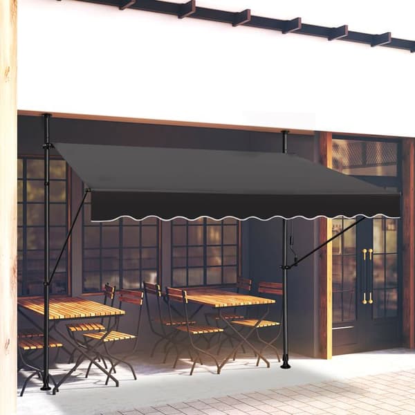 XMTECH 200x120cm Infällbar Anti-Sun Balkong Markis, Markis Utan Borrning Justerbar höjd med vev, antracit
