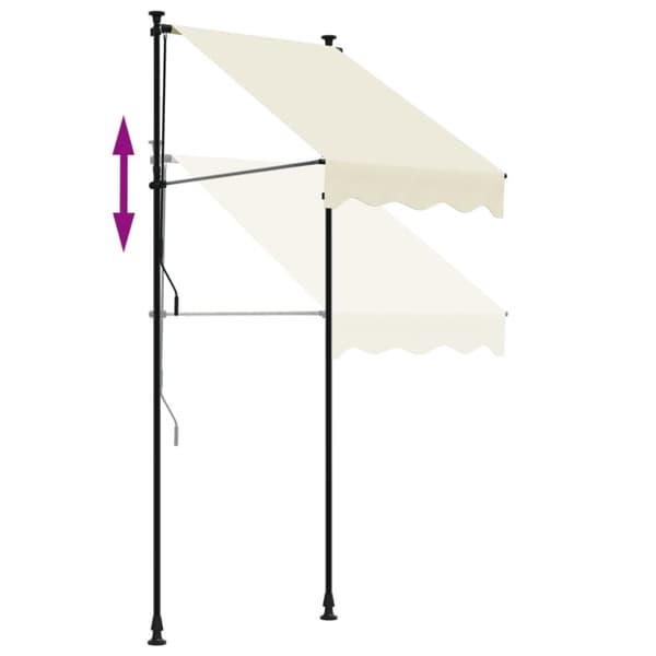 vidaXL Infällbar markis gräddvit 100x150 cm tyg och stål