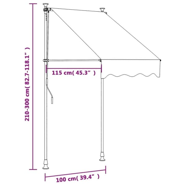 vidaXL Infällbar markis gräddvit 100x150 cm tyg och stål
