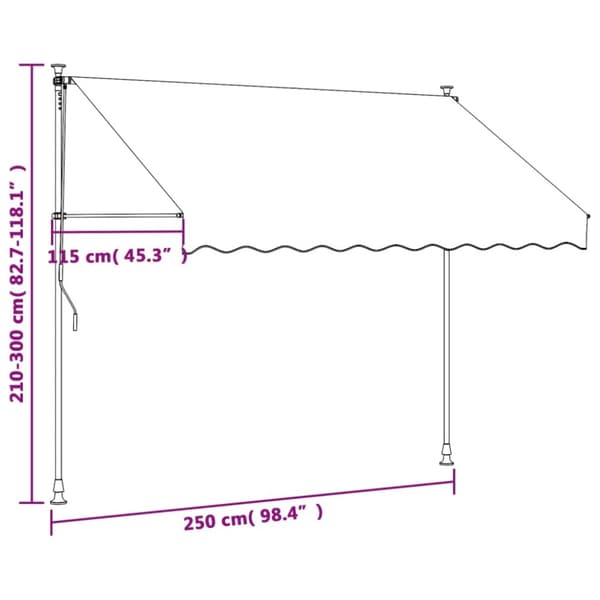 vidaXL Sisäänkelattava markiisi kerma 250x150 cm kangas ja teräs