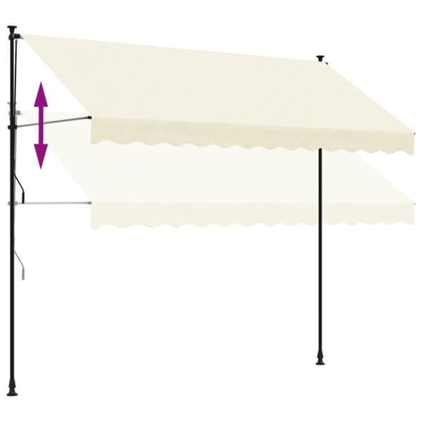 vidaXL Uttrekkbar markise kremhvit 300x150 cm stoff og stål