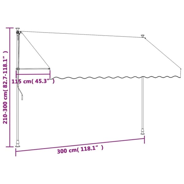 vidaXL Uttrekkbar markise kremhvit 300x150 cm stoff og stål