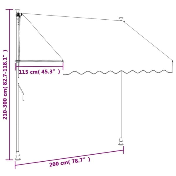 vidaXL Uttrekkbar markise kremhvit 200x150 cm stoff og stål