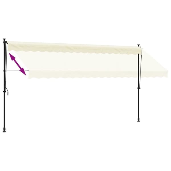 vidaXL Uttrekkbar markise kremhvit 400x150 cm stoff og stål