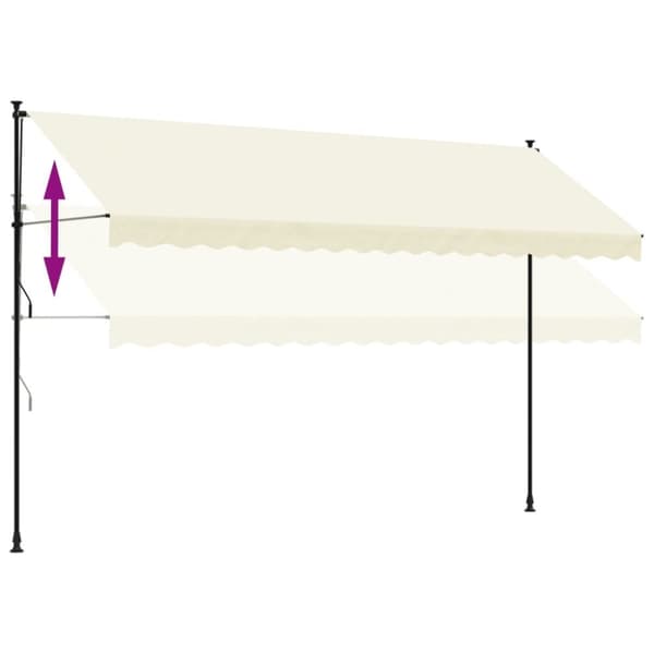vidaXL Uttrekkbar markise kremhvit 400x150 cm stoff og stål