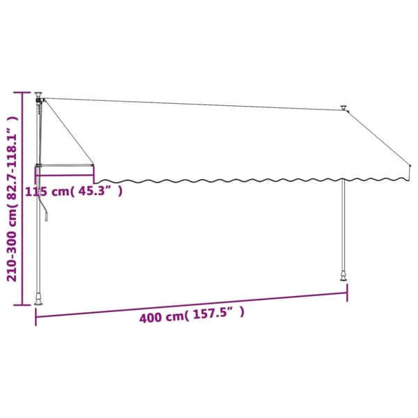 vidaXL Uttrekkbar markise kremhvit 400x150 cm stoff og stål