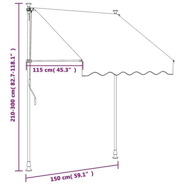 vidaXL Markis infällbar antracit 150x150 cm tyg och stål
