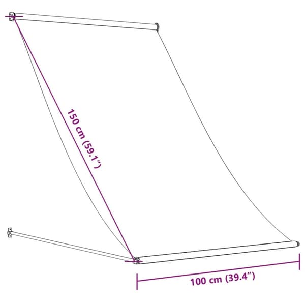 vidaXL Uttrekkbar markise kremhvit 100x150 cm stoff og stål