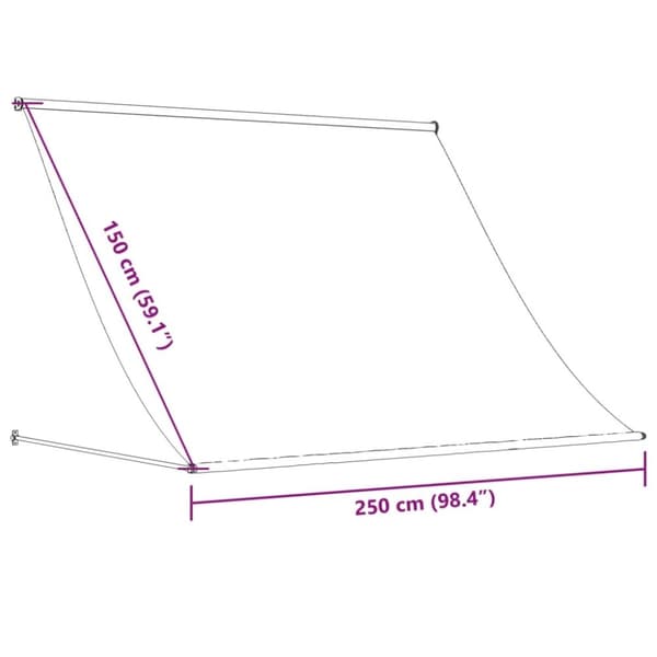 vidaXL Markis infällbar gräddvit 250x150 cm tyg och stål