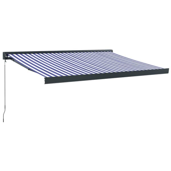 Sisäänkelattava markiisi sinivalk. 3,5x2,5 m kangas/alumiini