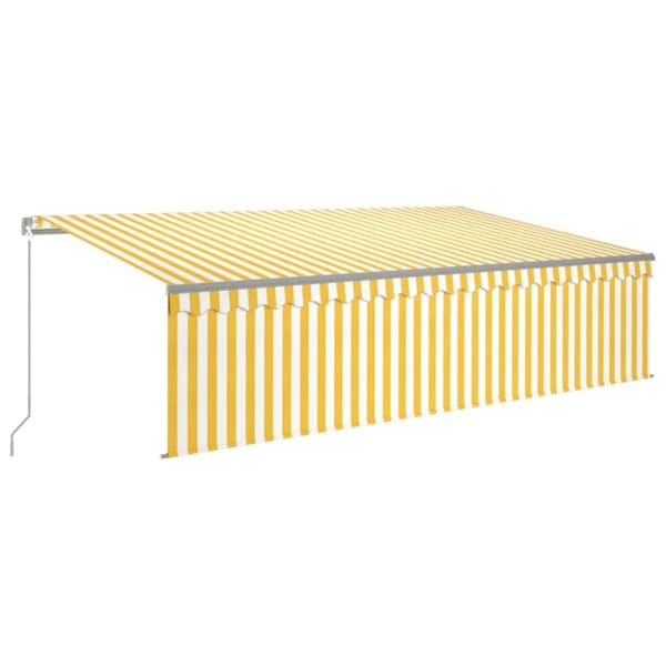 Manuaalisesti kelattava markiisi verho/LED 5x3 m keltavalkoinen