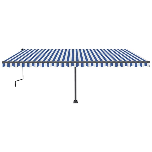 Markis med LED manuellt infällbar 500x350 cm blå och vit