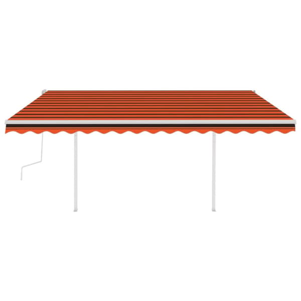 Markis med stolpar manuellt infällbar 4x3,5 m orange och brun