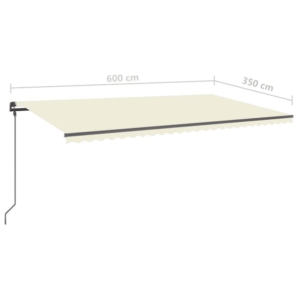 Markis med LED manuellt infällbar 6x3,5 m gräddvit