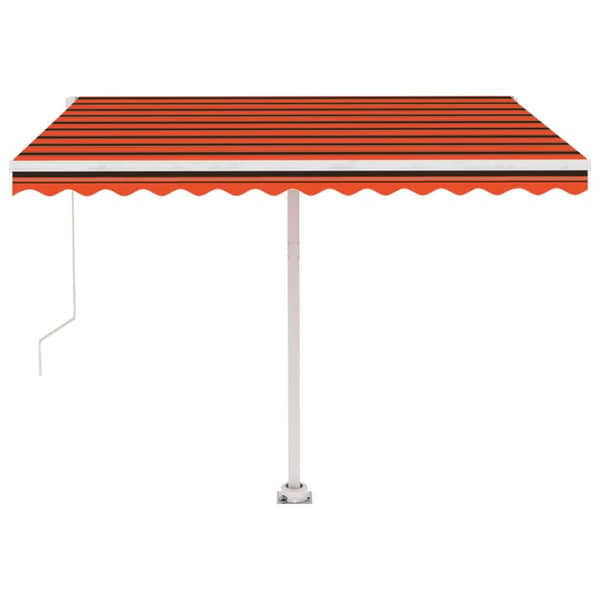 Markis manuellt infällbar med LED 300x250 cm orange och brun