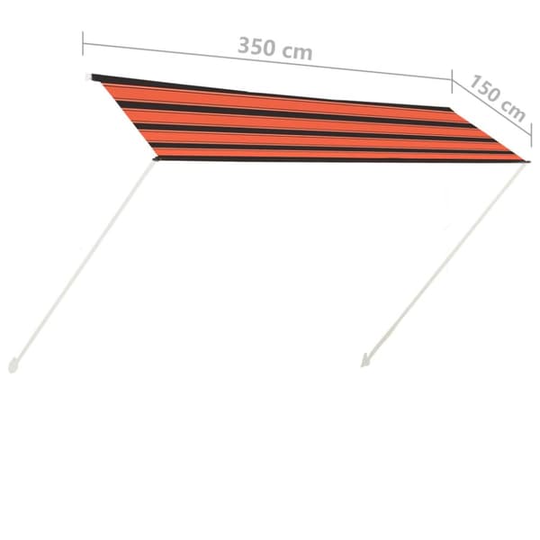 Sisäänkelattava markiisi 350x150 cm oranssi ja ruskea