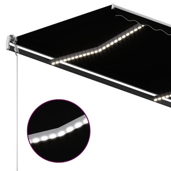 Markis manuellt infällbar med LED 400x350 cm antracit