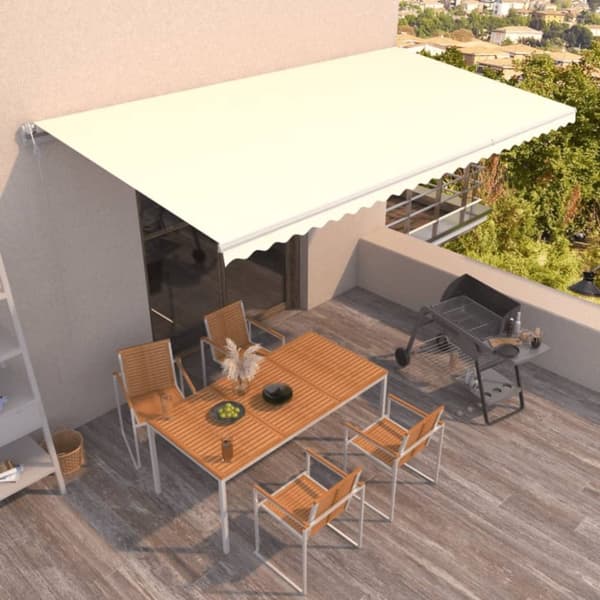 Automaattisesti sisäänkelattava markiisi 600x350 cm kerma