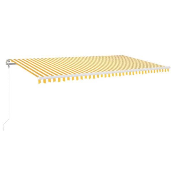 Automatisk markis med vindsensor & LED 600x300 cm gul/vit