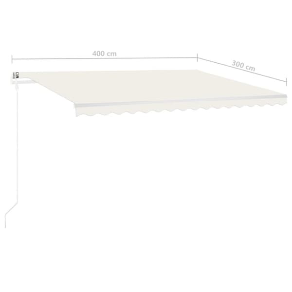 Manuaalisesti kelattava markiisi LED-valoilla 4x3 m kerma